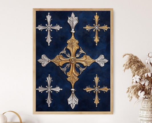 Affiche Croix Coptes Anciennes – Imprimé Art Chrétien Égyptien