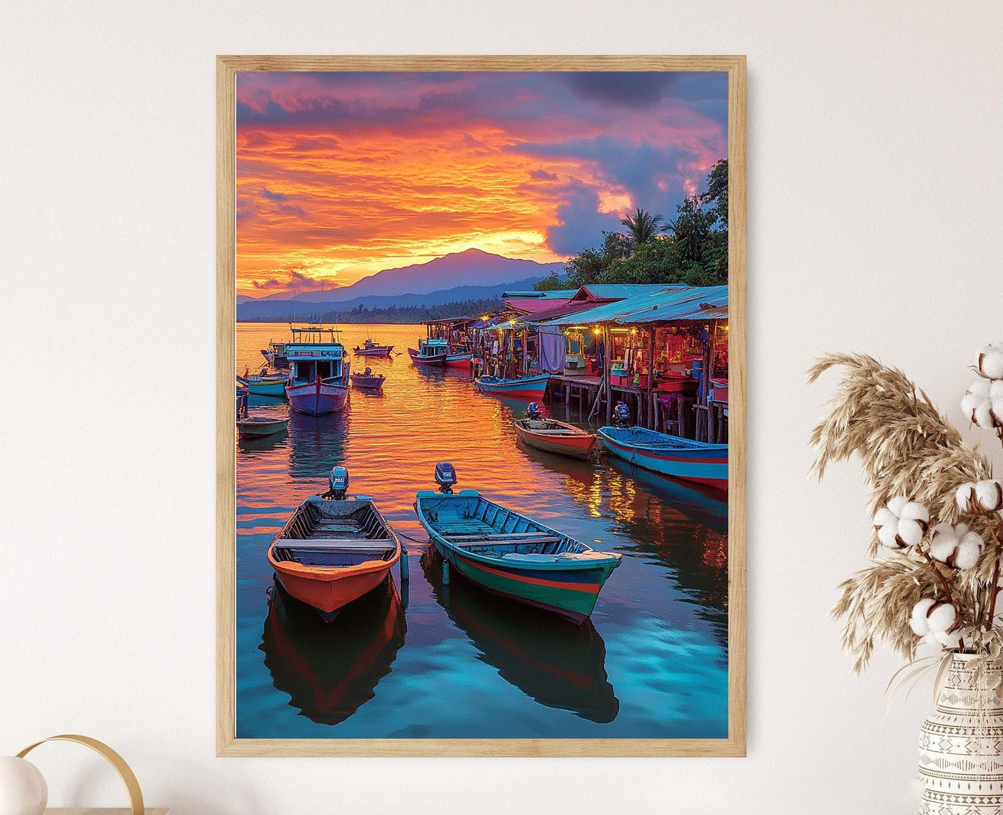 Affiche Kota Kinabalu – Impression artistique coucher de soleil sur le waterfront