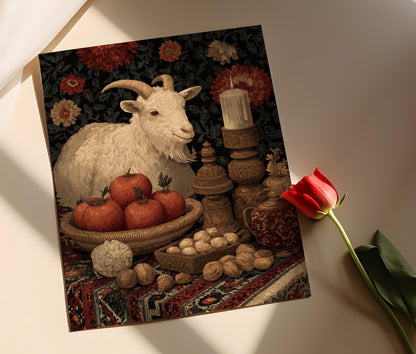 Affiche Solstice d'Hiver Slave – Illustration de Chèvre en Paille