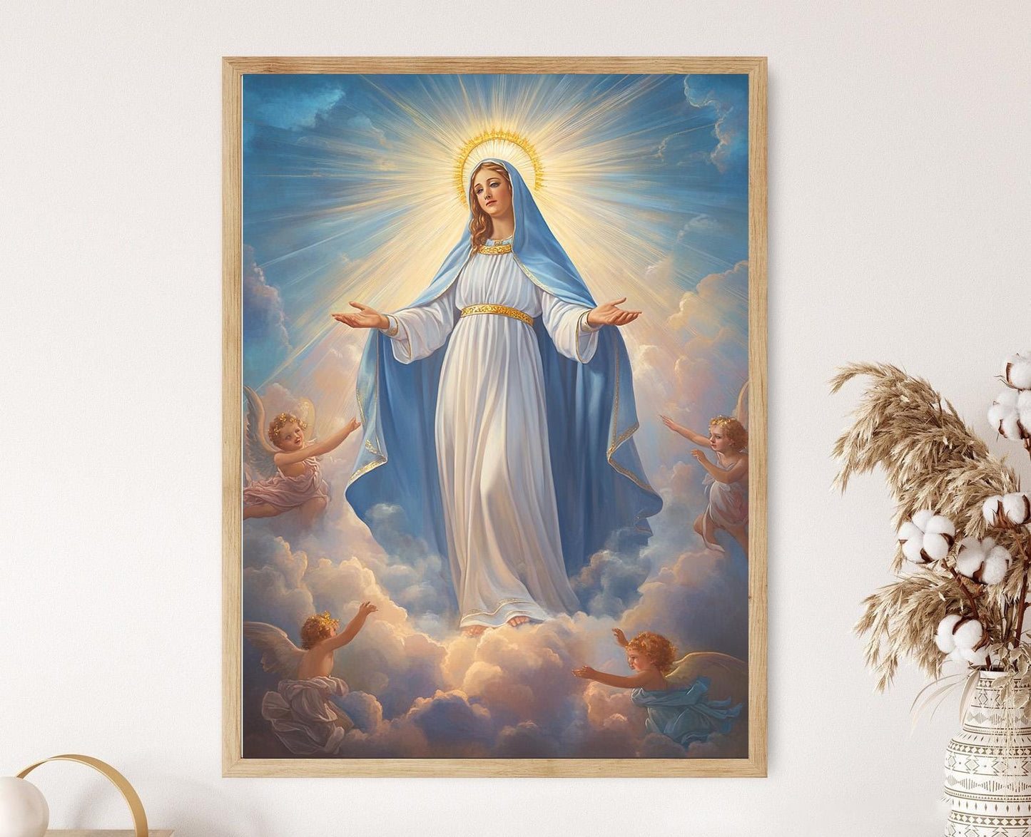 Affiche Notre-Dame de Grâce – Poster Art Catholique Lumière Sacrée