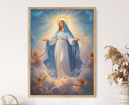 Affiche Notre-Dame de Grâce – Poster Art Catholique Lumière Sacrée