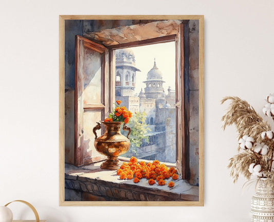 Affiche Vadodara – Poster Art Kalash et Guirlande de Marigold