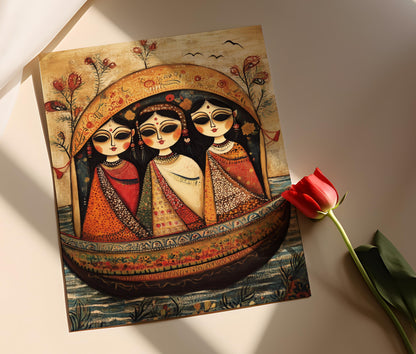 Affiche Art Naïf du Bangladesh – Poster Folklore Bengali