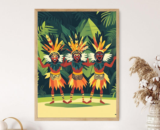 Affiche Danse Tribale de Papouasie-Nouvelle-Guinée – Art des Cérémonies