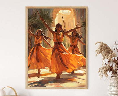 Affiche Danse Saidi – Poster Art Rural Égyptien en Mouvement